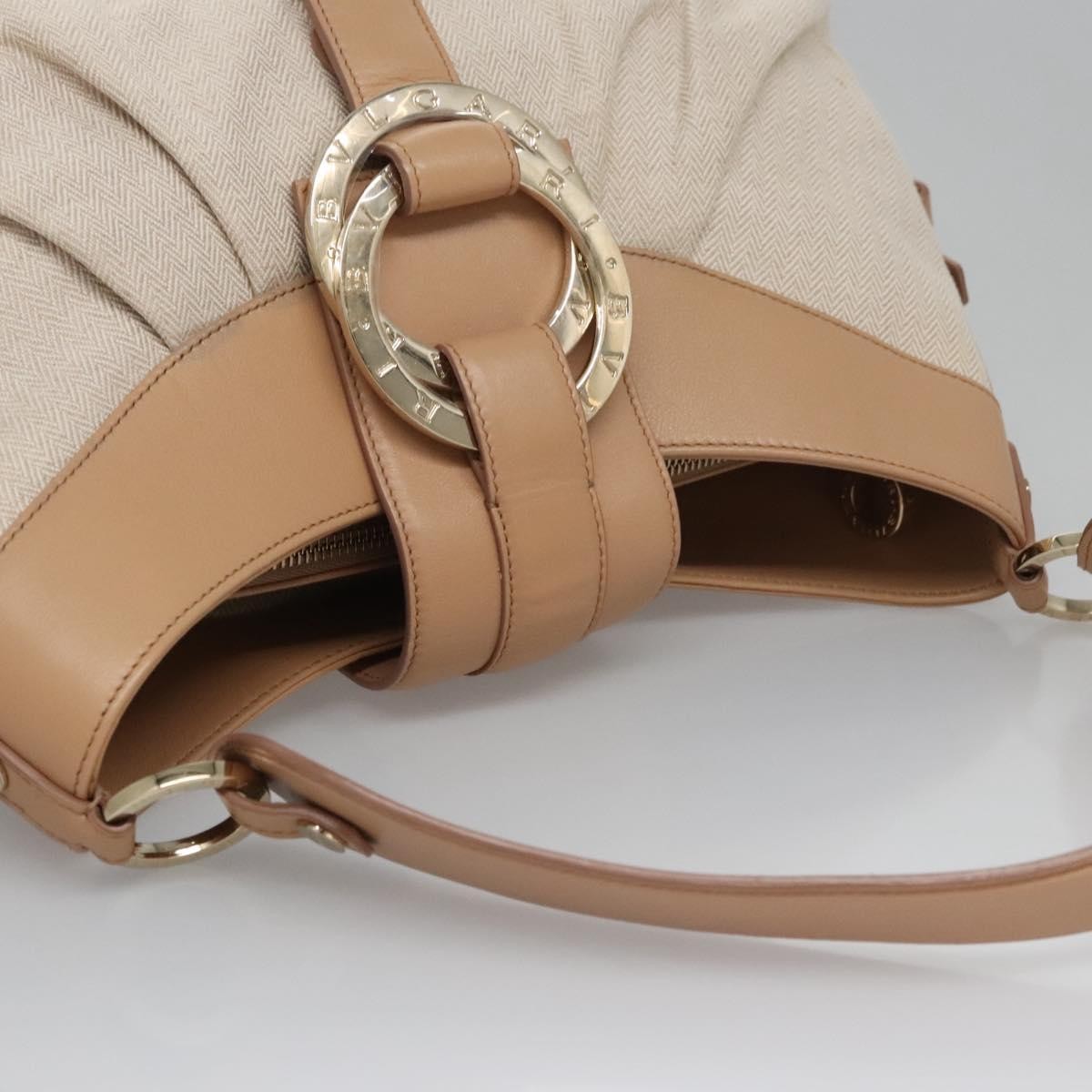 Bvlgari Chandra Hobo Canvas and Leather, BEIGE, CANVAS, Handbag