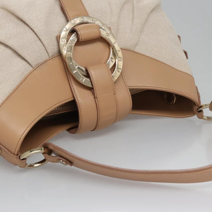 Bvlgari Chandra Hobo Canvas and Leather, BEIGE, CANVAS, Handbag