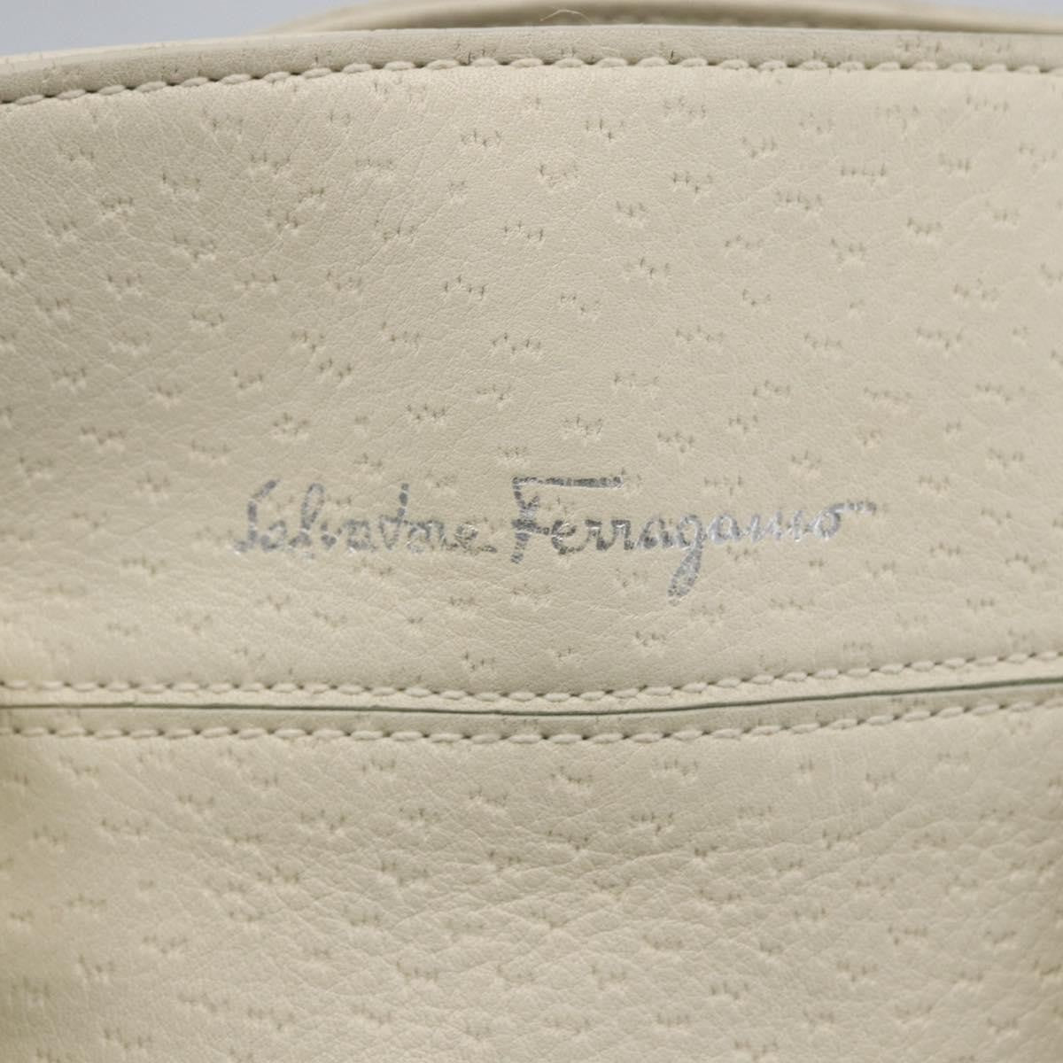 Salvatore Ferragamo Gancini handbag Leather, WHITE, LEATHER, Handbag