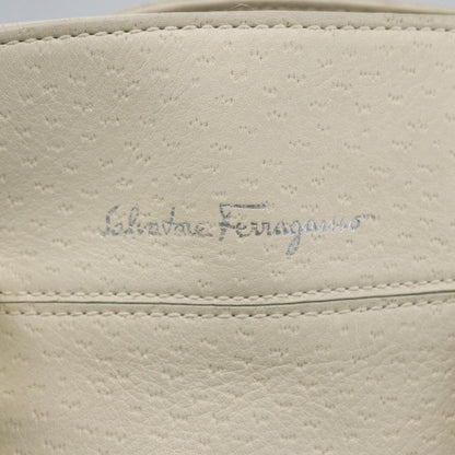 Salvatore Ferragamo Gancini handbag Leather, WHITE, LEATHER, Handbag