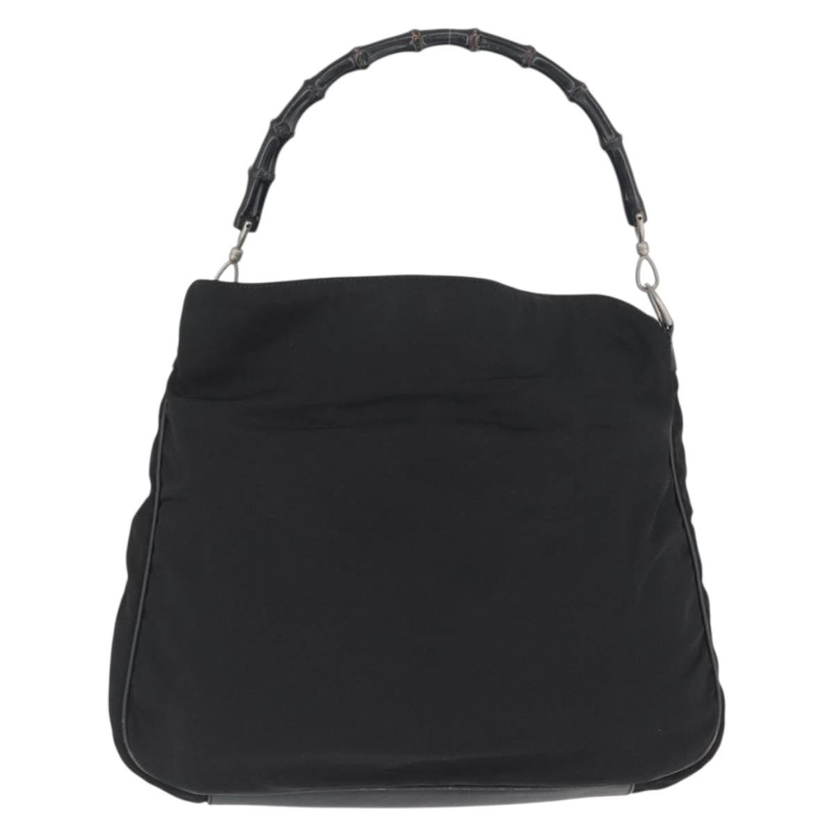 Gucci Vintage Bamboo Handle Bag Nylon, Black, Nylon, Handbag