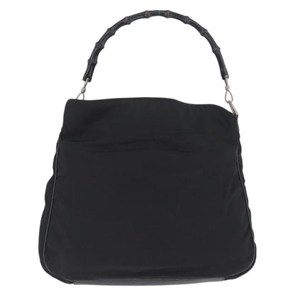 Gucci Vintage Bamboo Handle Bag Nylon, Black, Nylon, Handbag