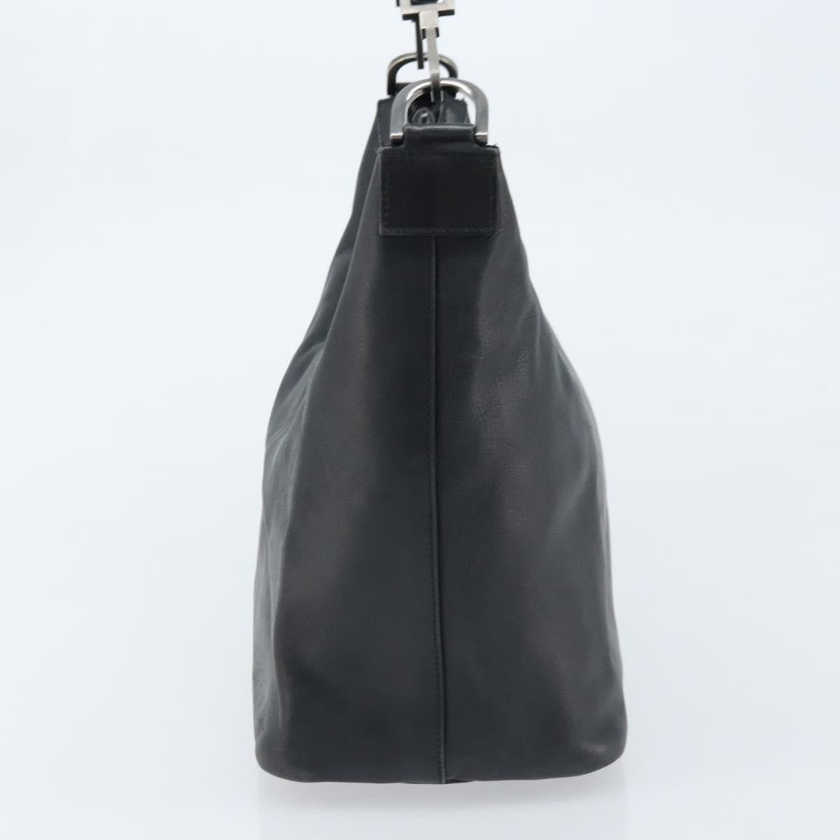 Gucci Vintage Bamboo Hobo Leather, BLACK, LEATHER, Handbag