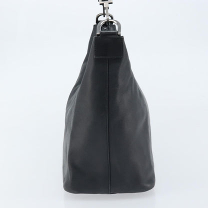 Gucci Vintage Bamboo Hobo Leather, BLACK, LEATHER, Handbag