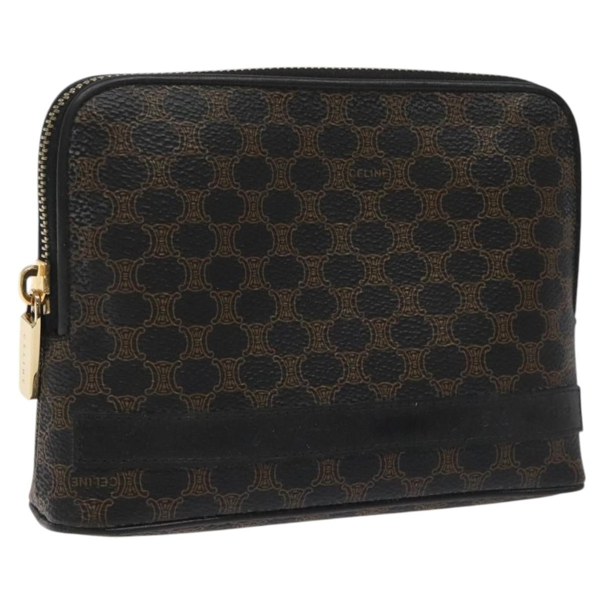 Celine Macadam Pochette Canvas and Leather, Black, Canvas, Clutch