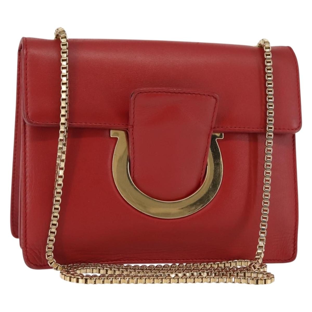 Salvatore Ferragamo Thalia Shoulder Bag Leather, RED, LEATHER, Shoulder bag