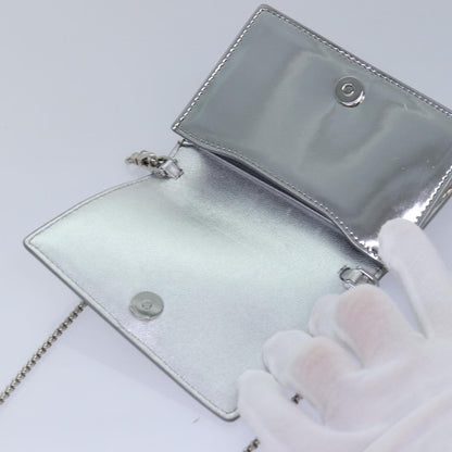Prada Chain Wallet Embellished Leather, Silver, Leather, Wallet