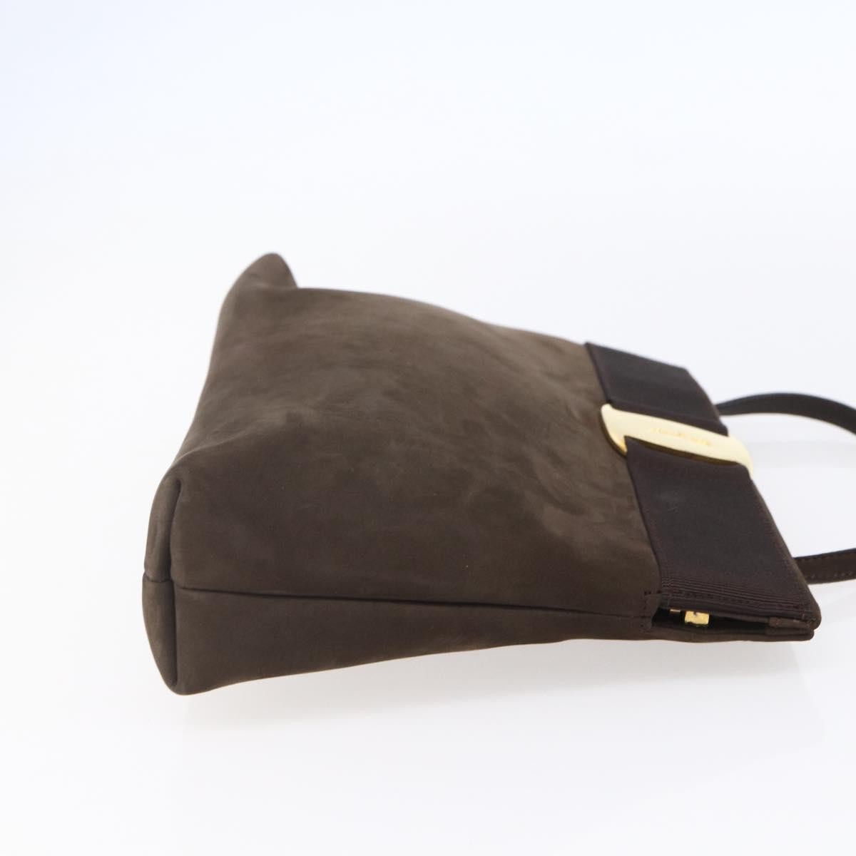 Salvatore Ferragamo Vala Shoulder Bag Suede, BROWN, SUEDE, Shoulder bag