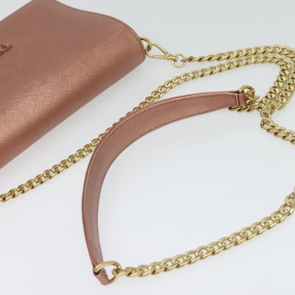 Prada Monochrome Chain Flap Bag Saffiano Leather, PINK, LEATHER, Shoulder bag