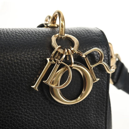 Christian Dior Lady Dior Bag Leather, BLACK, LEATHER, Handbag