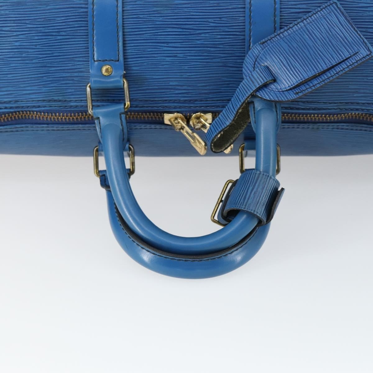 Louis Vuitton Keepall Bag Epi Leather, BLUE, LEATHER, Travel bag