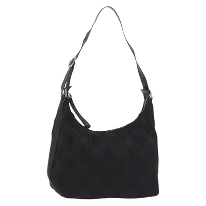 Salvatore Ferragamo Gancini Shoulder Bag Nylon, BLACK, LEATHER, Shoulder bag