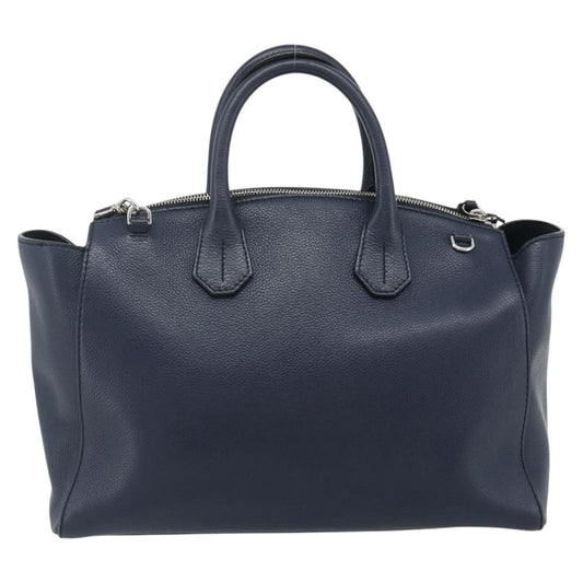 Bally Vintage Handbag Leather, Navy, Leather, Handbag