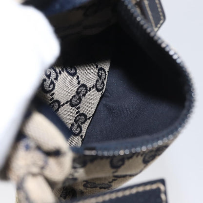 Gucci Vintage Double Belt Bag GG Canvas with Leather, NAVY, CANVAS, Clutche & pouche
