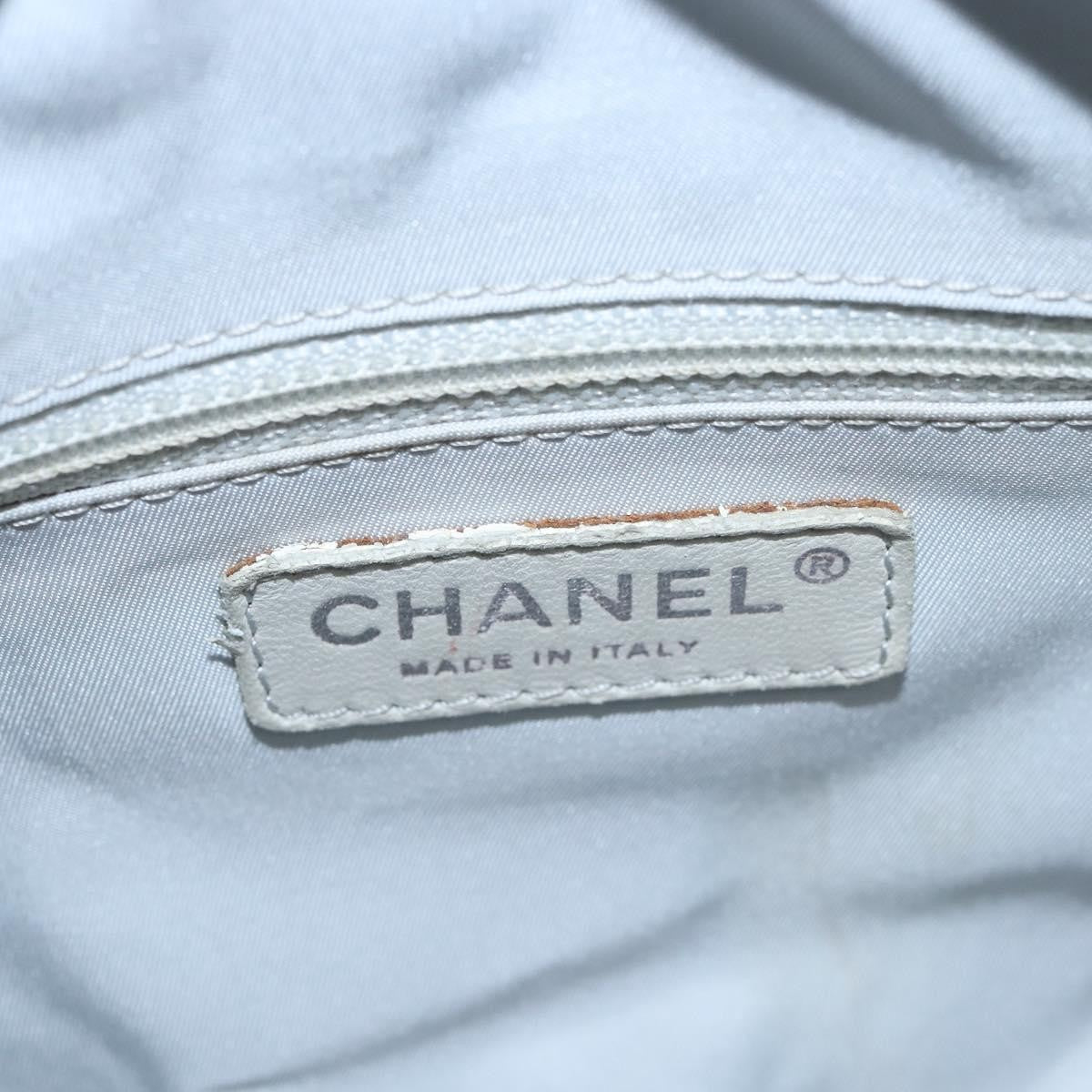 Chanel Biarritz Tote Quilted Coated Canvas, SILVER, CANVAS, Tote bag