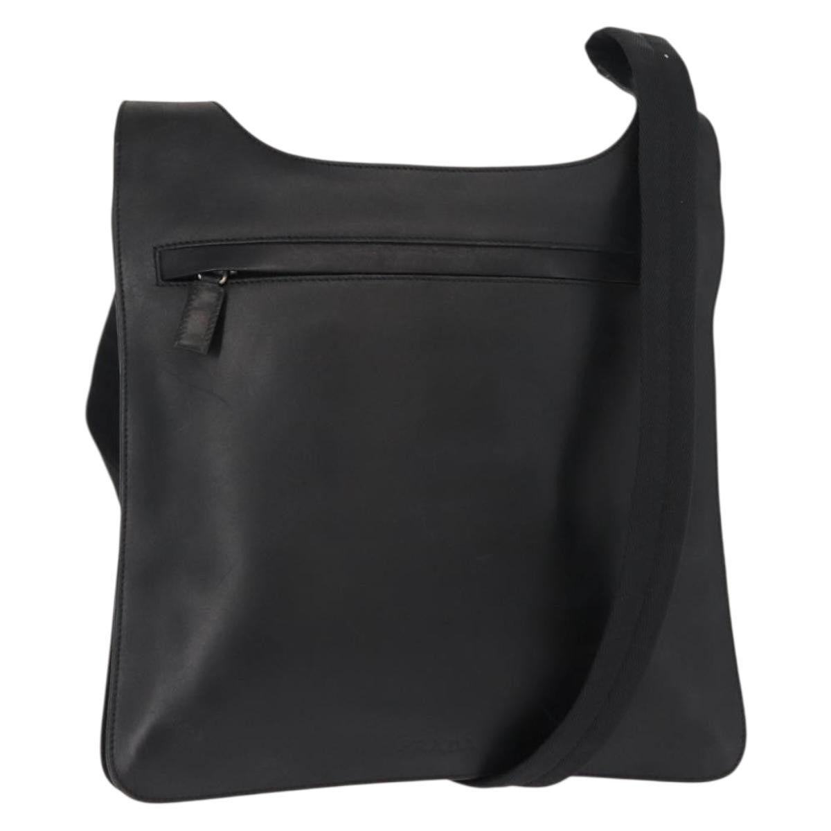 Prada Zip Messenger Bag Saffiano Leather, BLACK, LEATHER, Shoulder bag