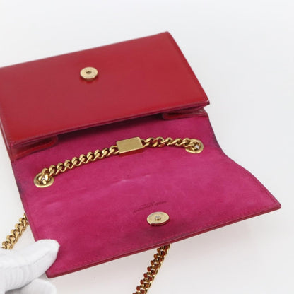 Saint Laurent Classic Monogram Crossbody Bag Grainy Leather, RED, LEATHER, Clutche & pouche