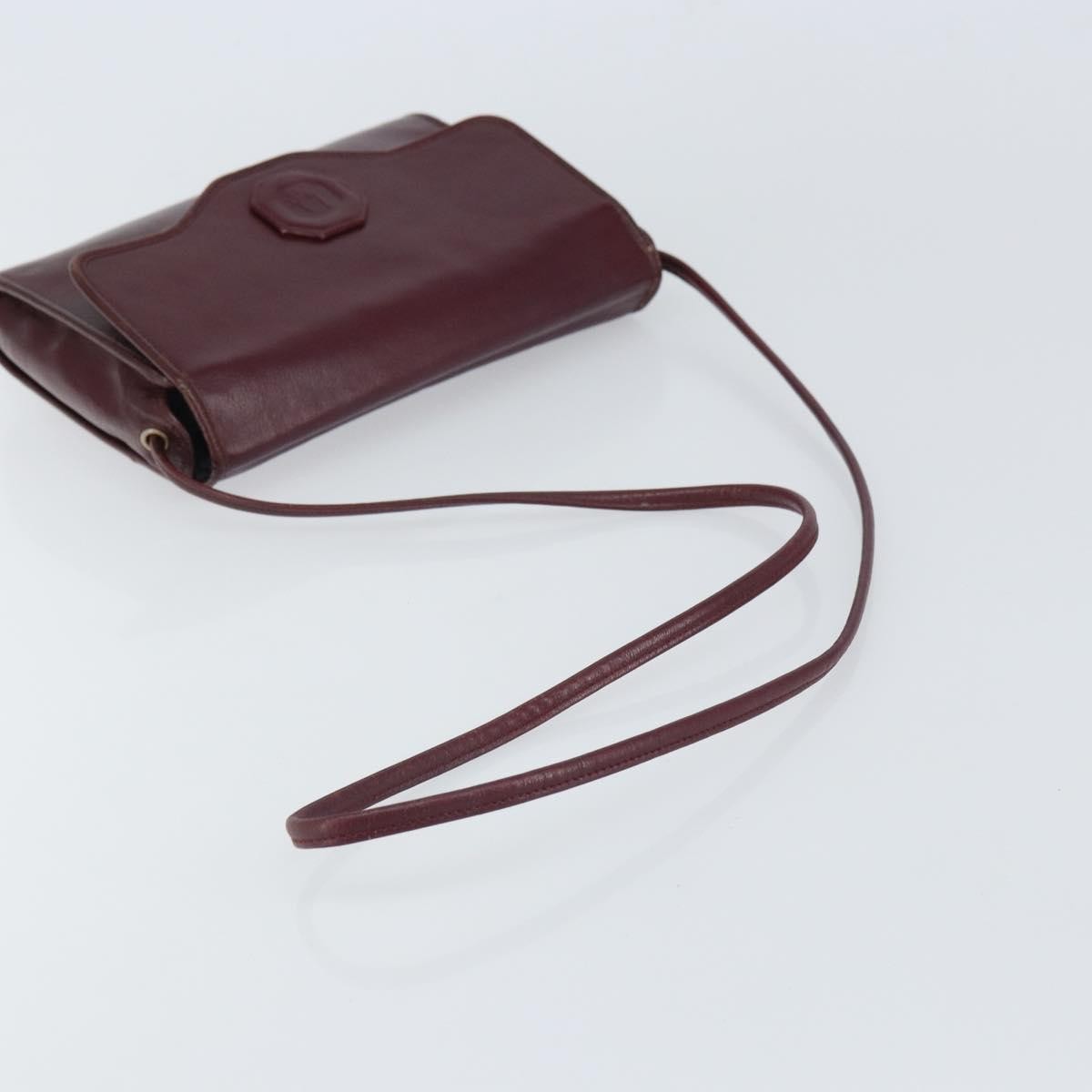 Christian Dior Flap Shoulder Bag Leather, BURGUNDY, LEATHER, Shoulder bag
