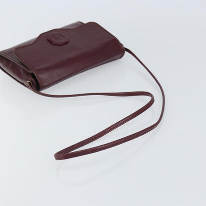 Christian Dior Flap Shoulder Bag Leather, BURGUNDY, LEATHER, Shoulder bag