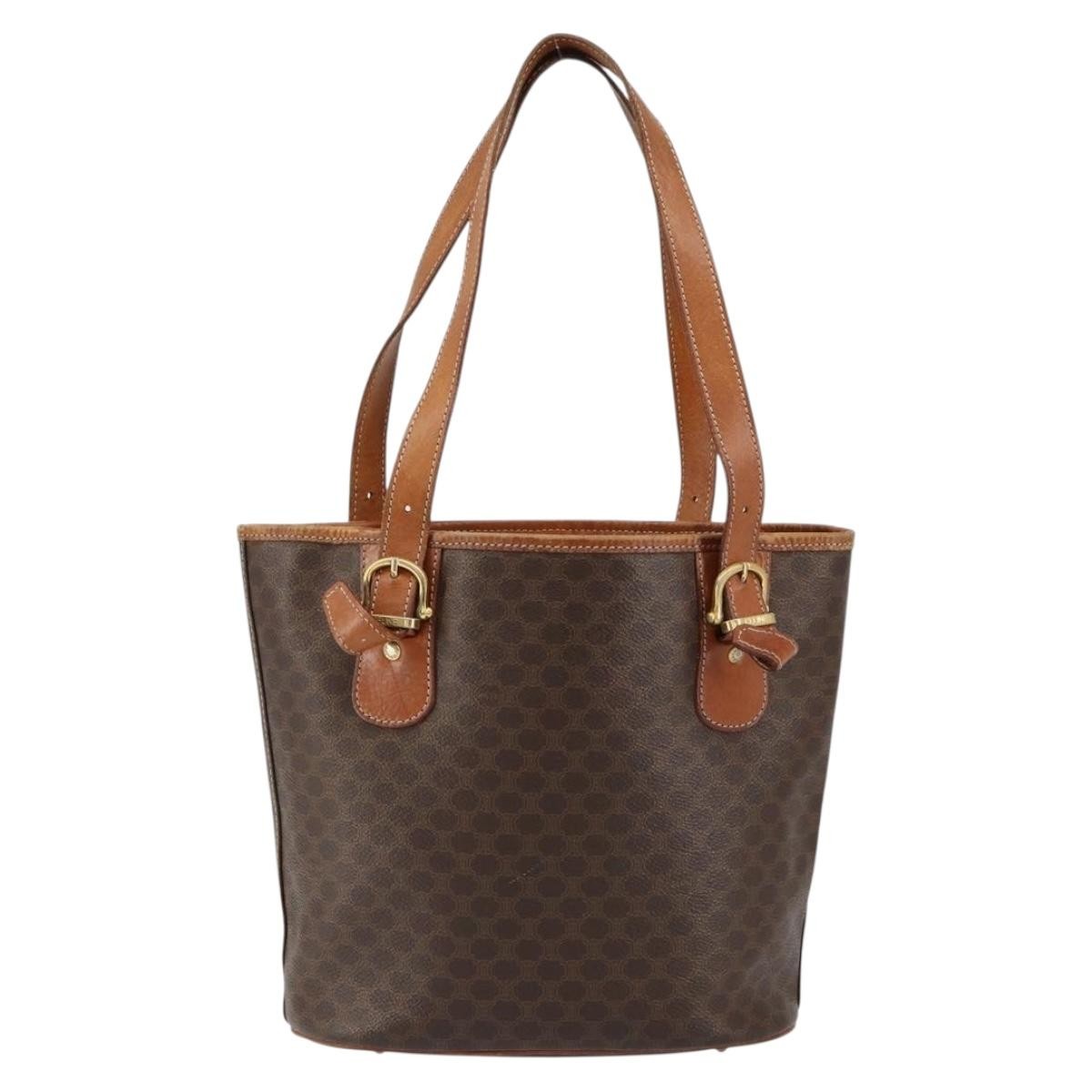 Celine Vintage Macadam Tote bag Canvas, BROWN, CANVAS, Tote bag