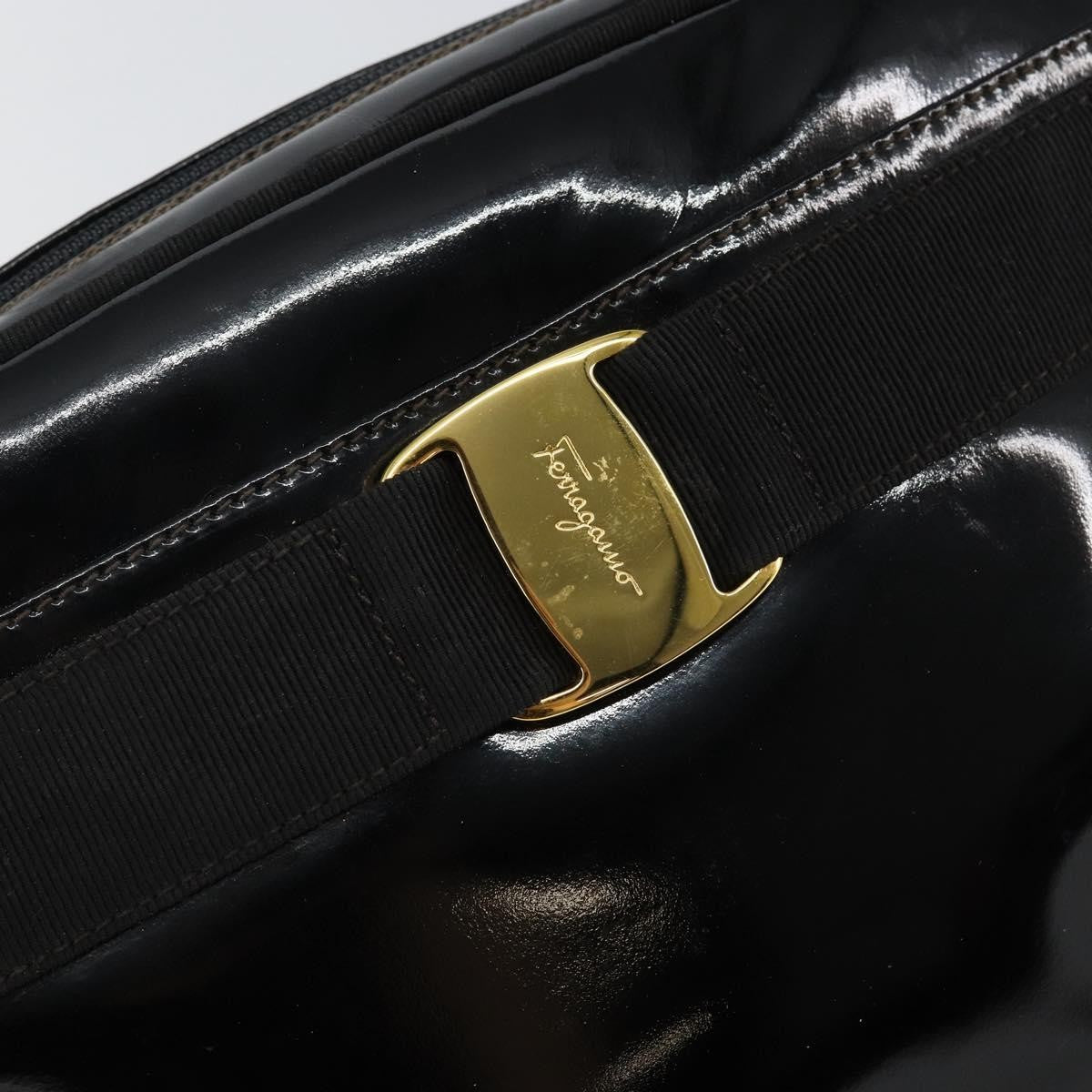 Salvatore Ferragamo Vala Shoulder Bag Patent Leather, BLACK, PATENT_LEATHER, Shoulder bag