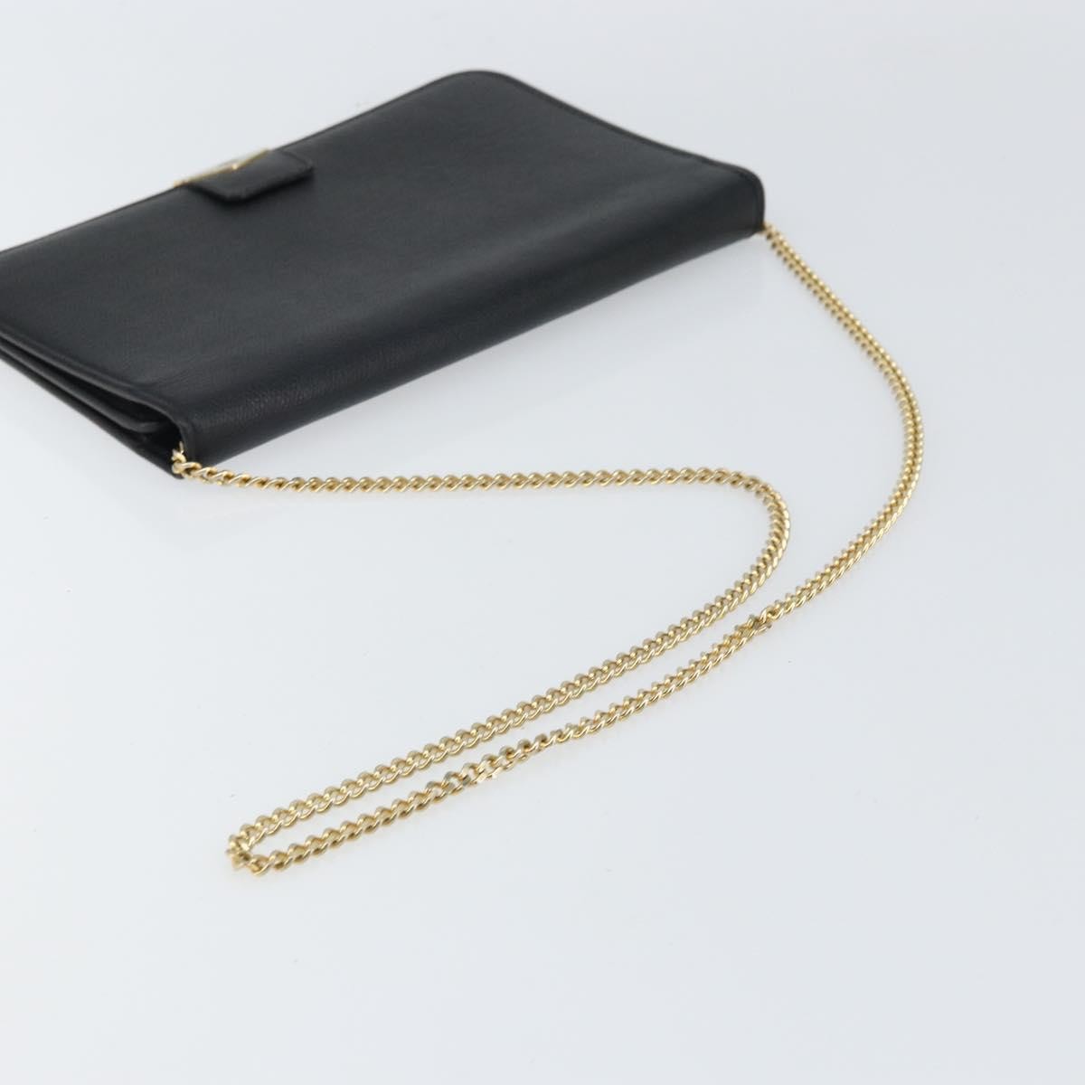 Christian Dior Vintage Chain Flap Shoulder Bag Leather, BLACK, LEATHER, Shoulder bag