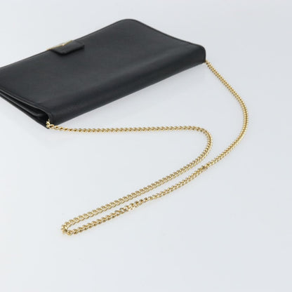 Christian Dior Vintage Chain Flap Shoulder Bag Leather, BLACK, LEATHER, Shoulder bag