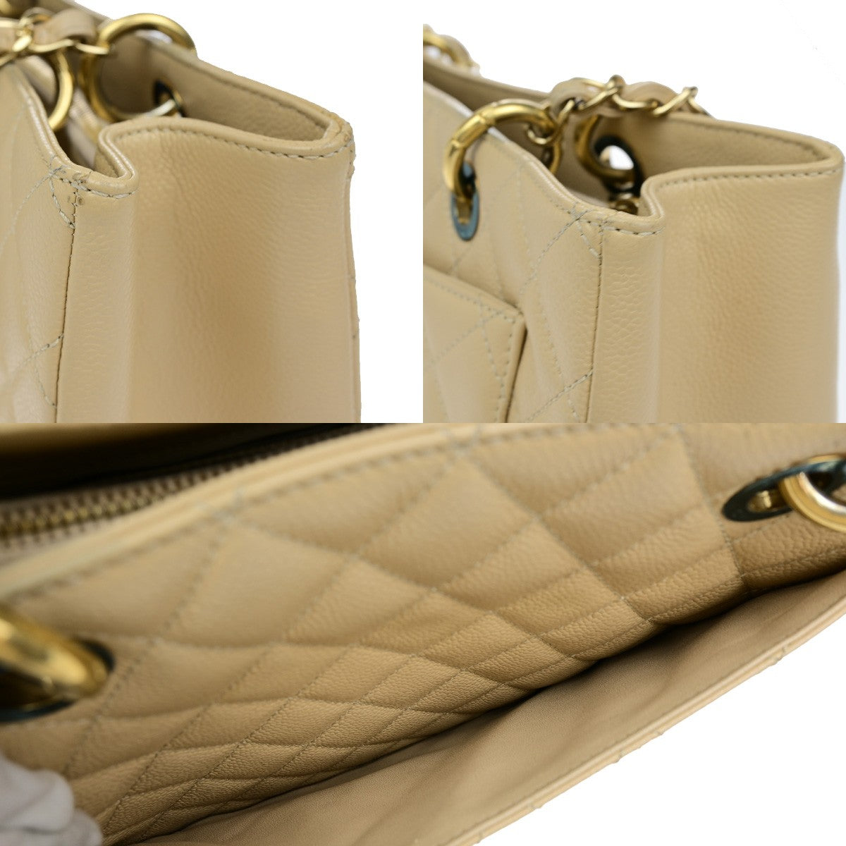 Chanel Grand Shopping Tote Quilted Calfskin, BEIGE, CALFSKIN, Shoulder bag