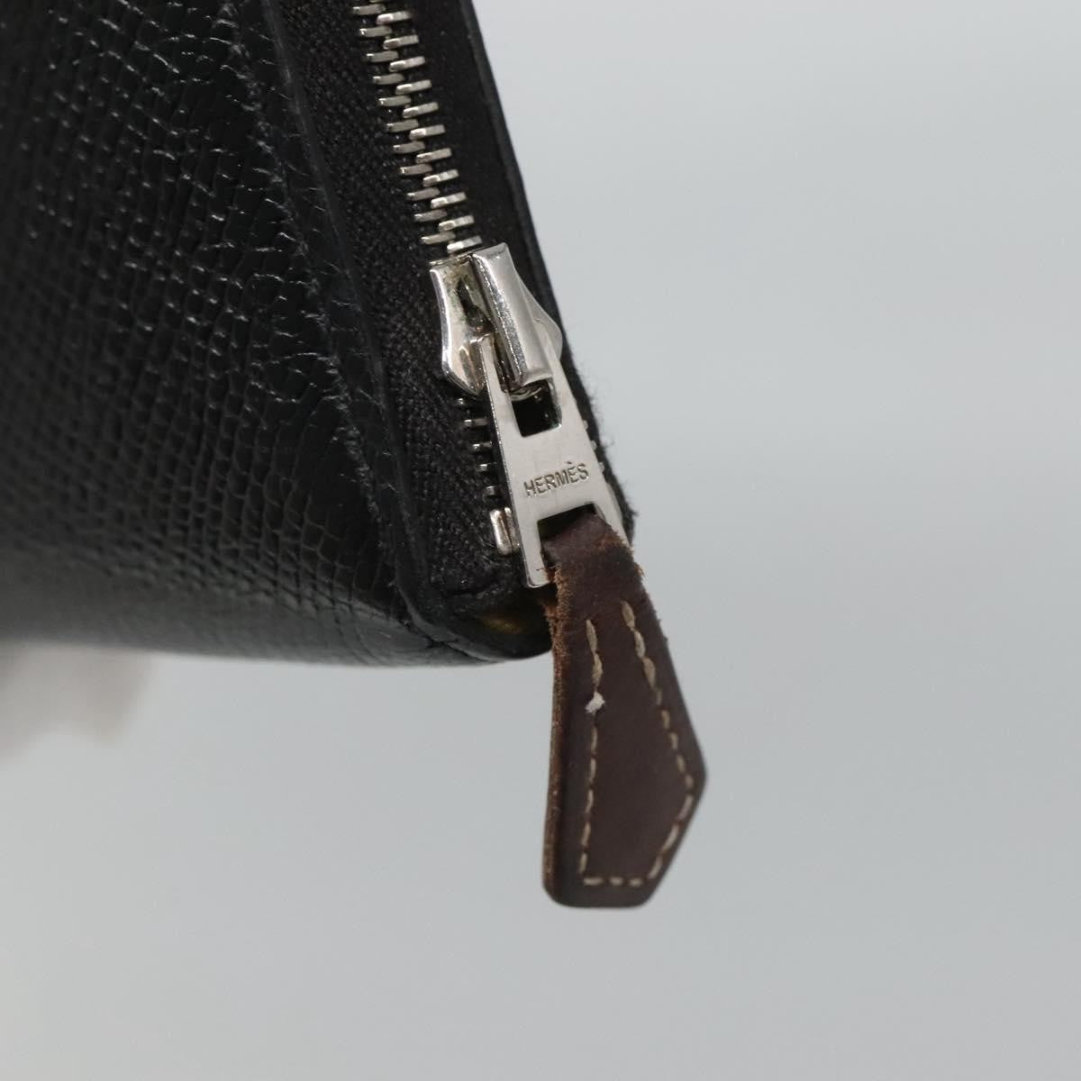 Hermes Azap Zip Around Wallet Silk'in Epsom, Black, Leather, Wallet
