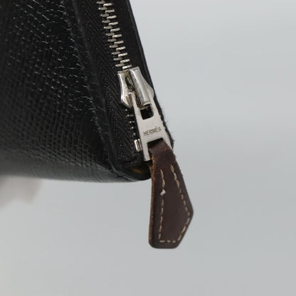 Hermes Azap Zip Around Wallet Silk'in Epsom, Black, Leather, Wallet