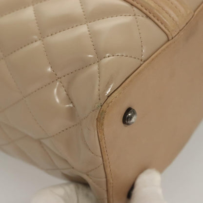 Chanel Quilted Boy Tote Quilted Aged Glazed Aged Calfskin, BEIGE, PATENT_LEATHER, Tote bag
