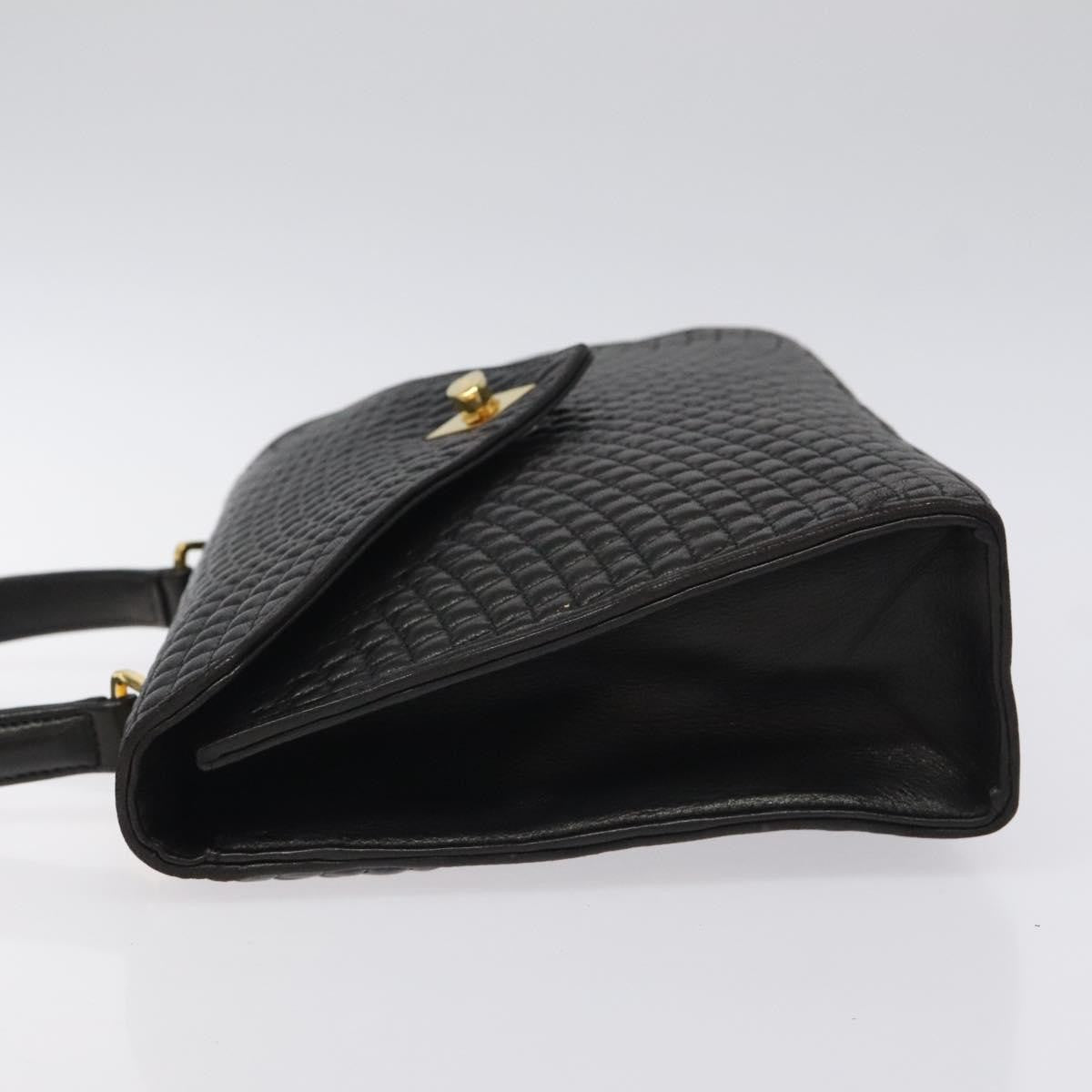 Bally Vintage Handbag Quilted Leather, BLACK, LEATHER, Handbag