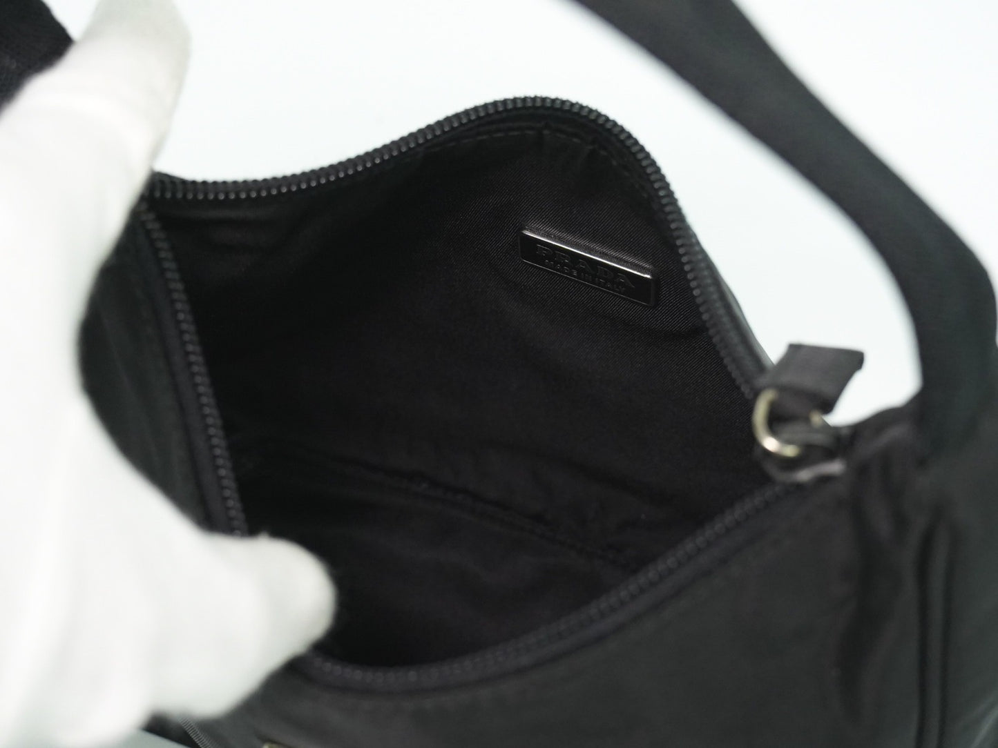 Prada Hobo Tessuto, BLACK, NYLON, Handbag