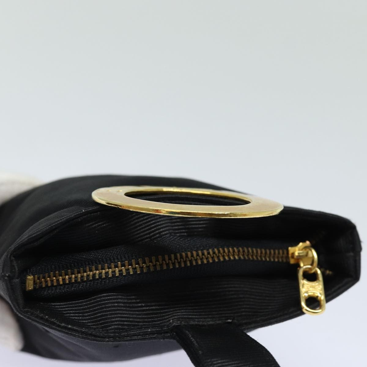 Celine Circle Logo Pouch Nylon, Black, Nylon, Clutch
