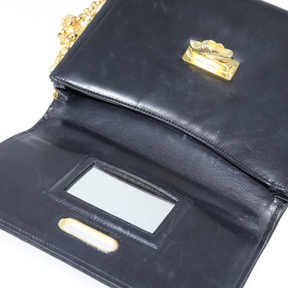 Salvatore Ferragamo Chain Flap Shoulder Bag Leather, BLACK, LEATHER, Shoulder bag
