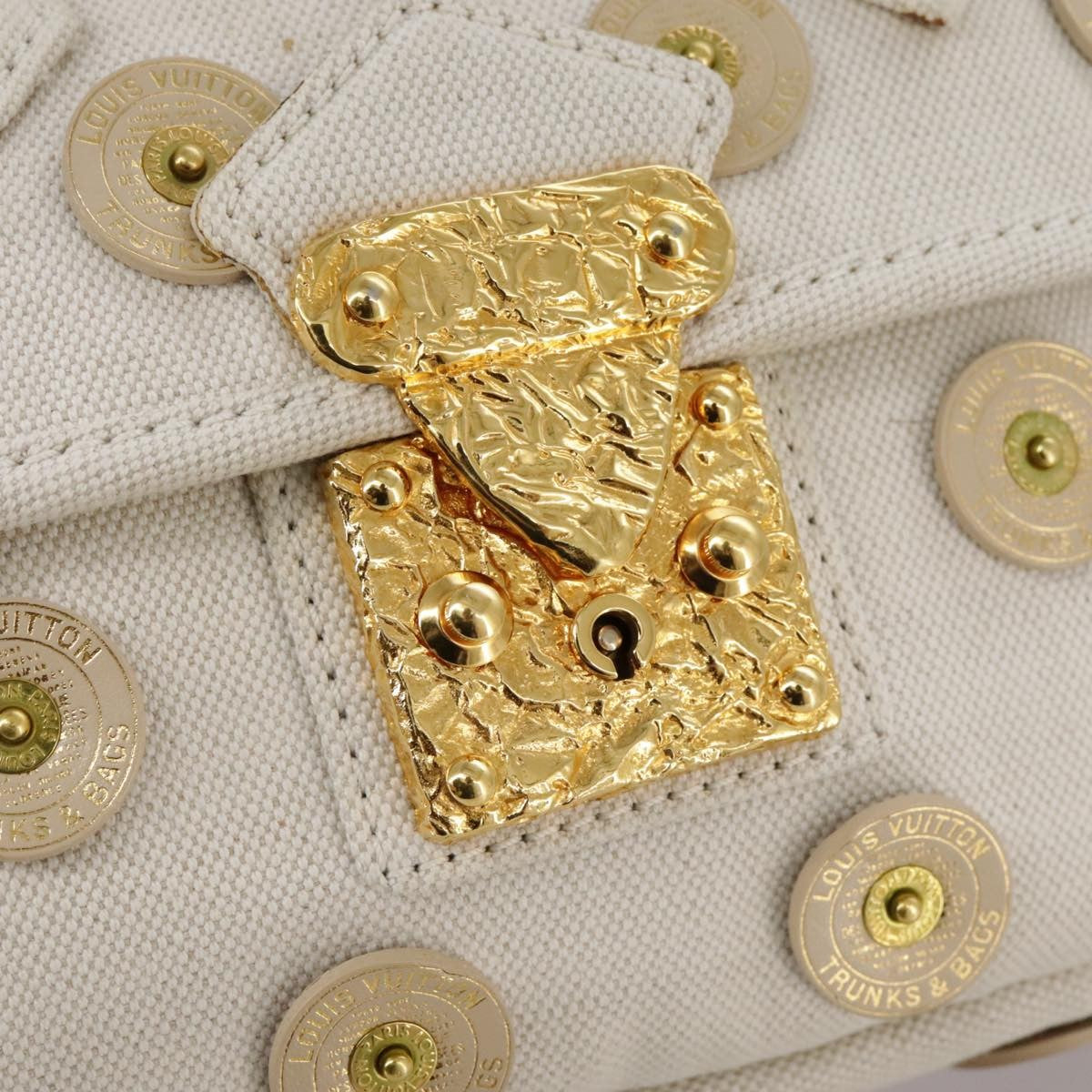 Louis Vuitton Polka Dot Panama Bowly Handbag Embellished Canvas, WHITE, CANVAS, Handbag