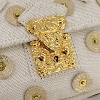 Louis Vuitton Polka Dot Panama Bowly Handbag Embellished Canvas, WHITE, CANVAS, Handbag