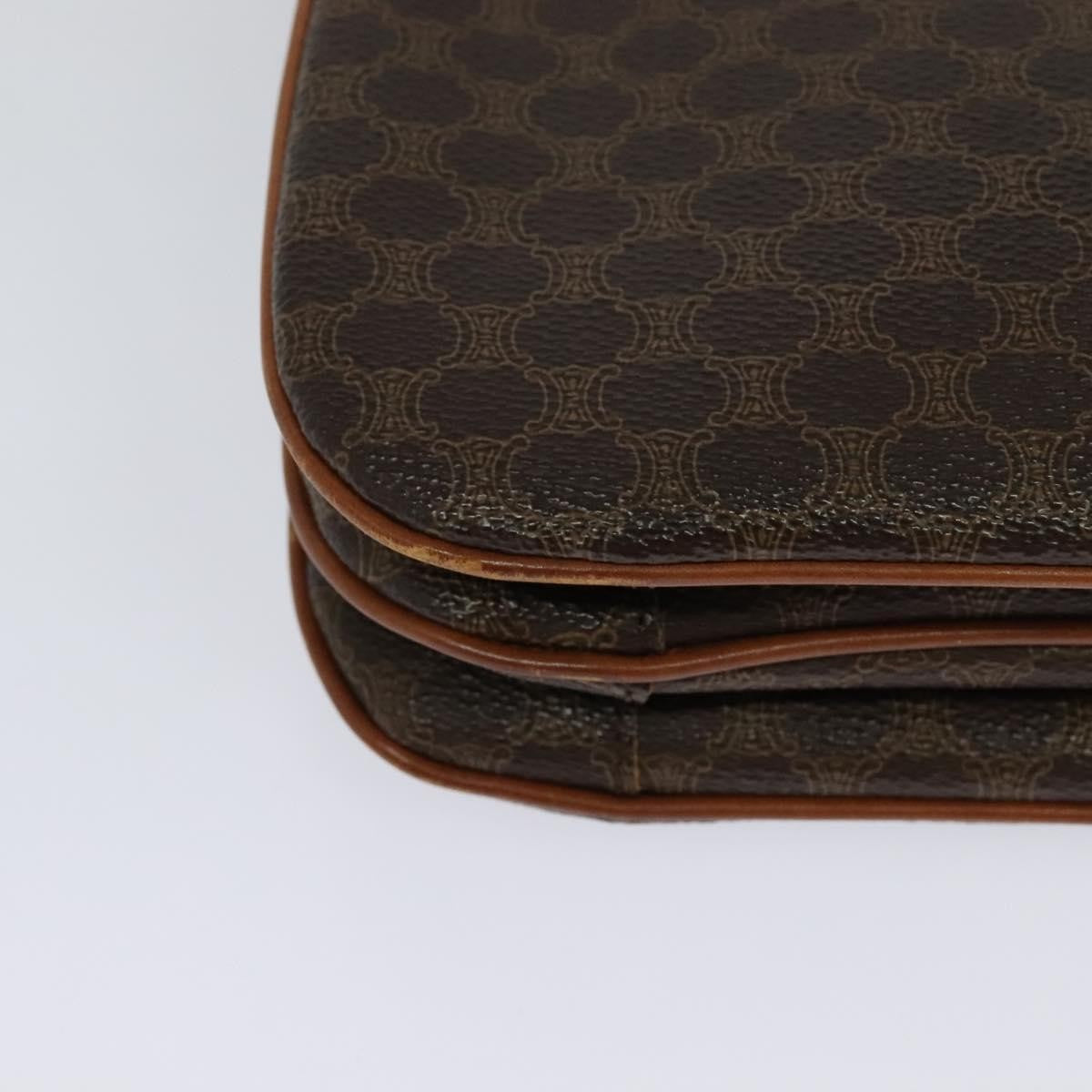 Celine Vintage Macadam Shoulder Bag Canvas and Leather, BROWN, CANVAS, Shoulder bag