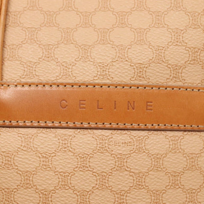 Celine Vintage Macadam Handbag Canvas and Leather, BEIGE, CANVAS, Handbag