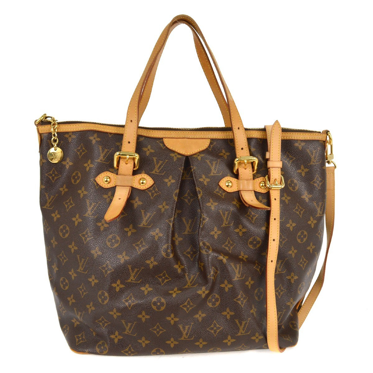 Louis Vuitton Palermo Handbag Monogram Canvas, BROWN, CANVAS, Tote bag