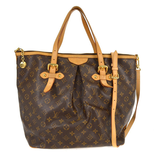 Louis Vuitton Palermo Handbag Monogram Canvas, BROWN, CANVAS, Tote bag