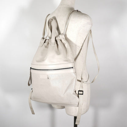 Bottega Veneta Drawstring Backpack Perforated Leather, BEIGE, CALFSKIN, Backpack