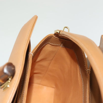 Gucci Vintage Convertible Bamboo Box Crossbody Bag Leather, BROWN, LEATHER, Handbag