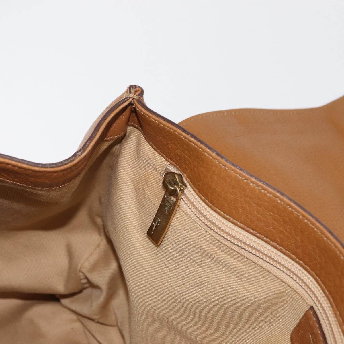 Salvatore Ferragamo Gancini Shoulder Bag Leather, BROWN, LEATHER, Shoulder bag