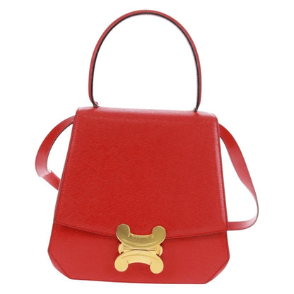 Celine Vintage Triomphe Flap Bag Leather, RED, LEATHER, Shoulder bag