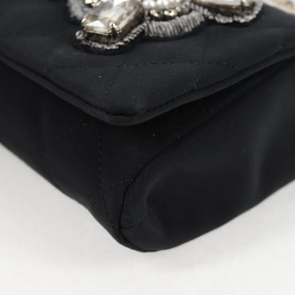Chanel Chain Flap Shoulder Bag Quilted Nylon, Black, Nylon, Shoulder Bag