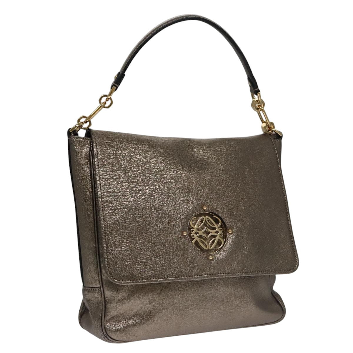 Loewe Anagram handbag Leather, METALLIC, LEATHER, Handbag