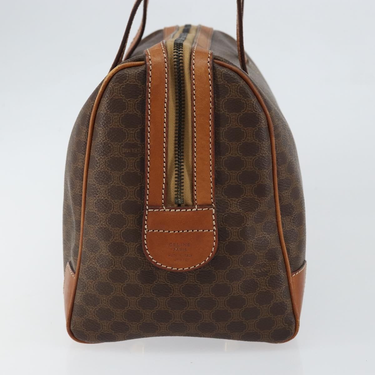 Celine Macadam Handbag Macadam with leather, BROWN, CANVAS, Shoulder bag