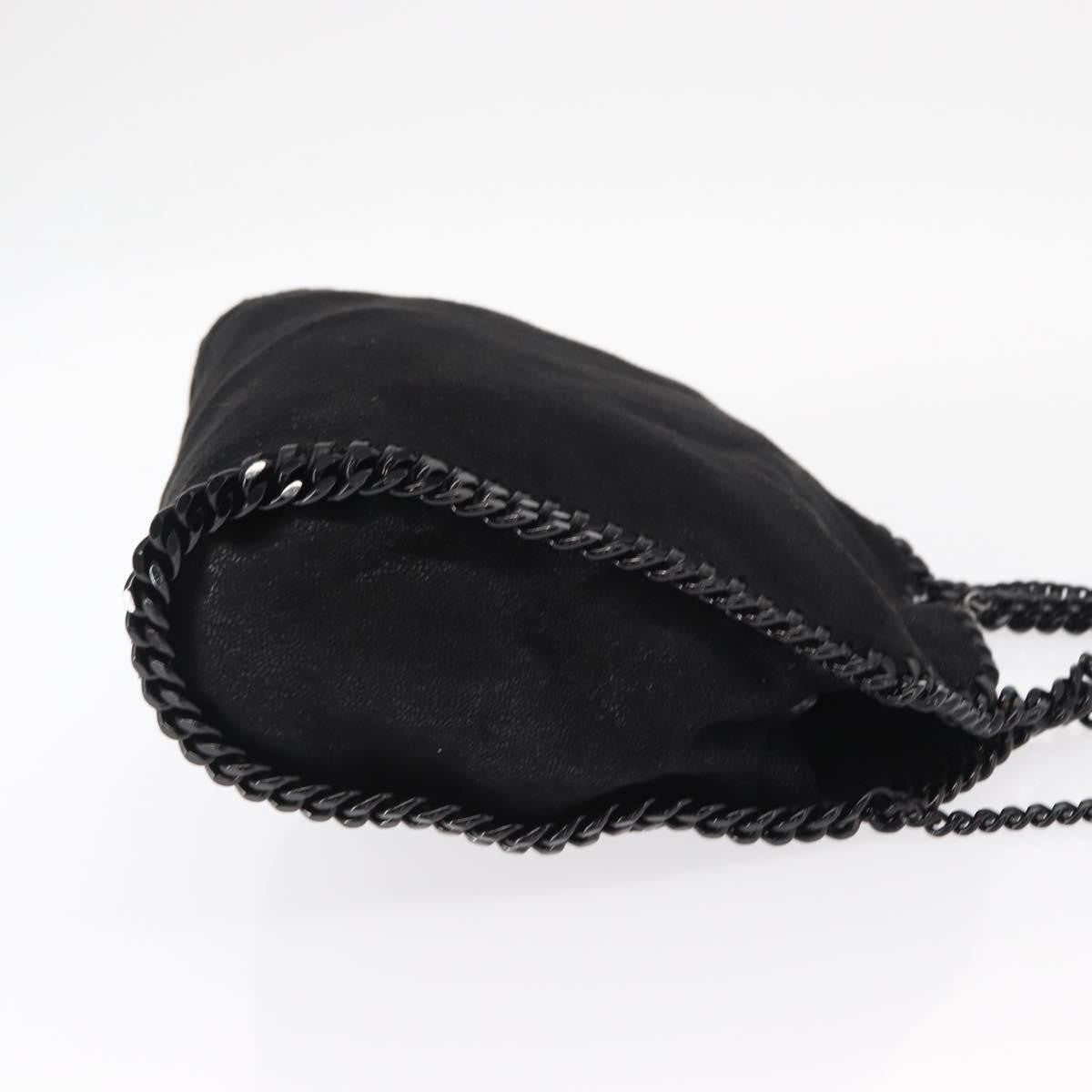 Stella McCartney Falabella Fold Over Bag Shaggy Deer, BLACK, POLYESTER, Shoulder bag