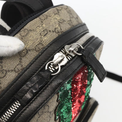 Gucci Zip Pocket Backpack Embellished GG Coated Canvas, BEIGE, PVC, Backpack